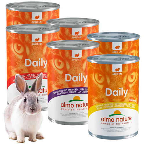6x Almo Nature Daily Mokra Karma dla Kota 400g Mix Smaków