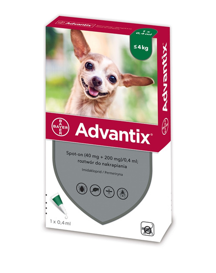 Advantix Krople Dla Psów do 4 kg 4 x 0,4ml