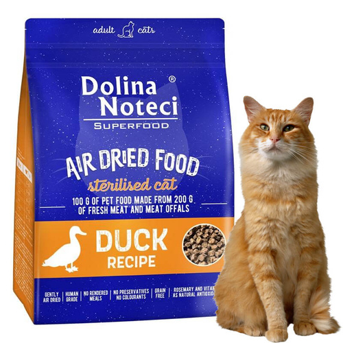 Dolina Noteci Air Dried Food Cat Sterilized Duck Karma Suszona 1 kg