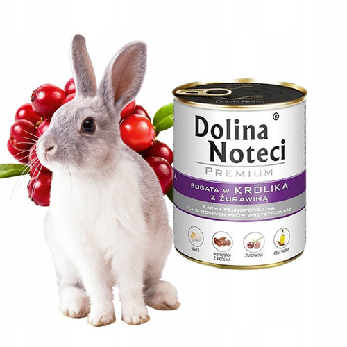 Dolina Noteci Dla Psa Królik z Żurawiną 800g