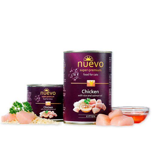 Nuevo Kitten Chcken with Rice and Salmon Oil Karma Mokra dla Kociąt 400g