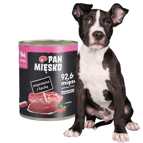 Pan Mięsko Mokra Karma dla Szczeniąt Wieprzowina z Kaczką 800g