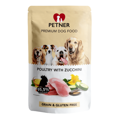 Petner Premium Dog Food Karma Mokra dla Psa Drób z Cukinią 500 g