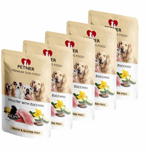 Petner Premium Dog Food Karma Mokra dla Psa Drób z Cukinią 5x500g
