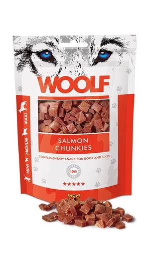 Woolf Salmon Chunkies Przysmak dla Psa i Kota 100g